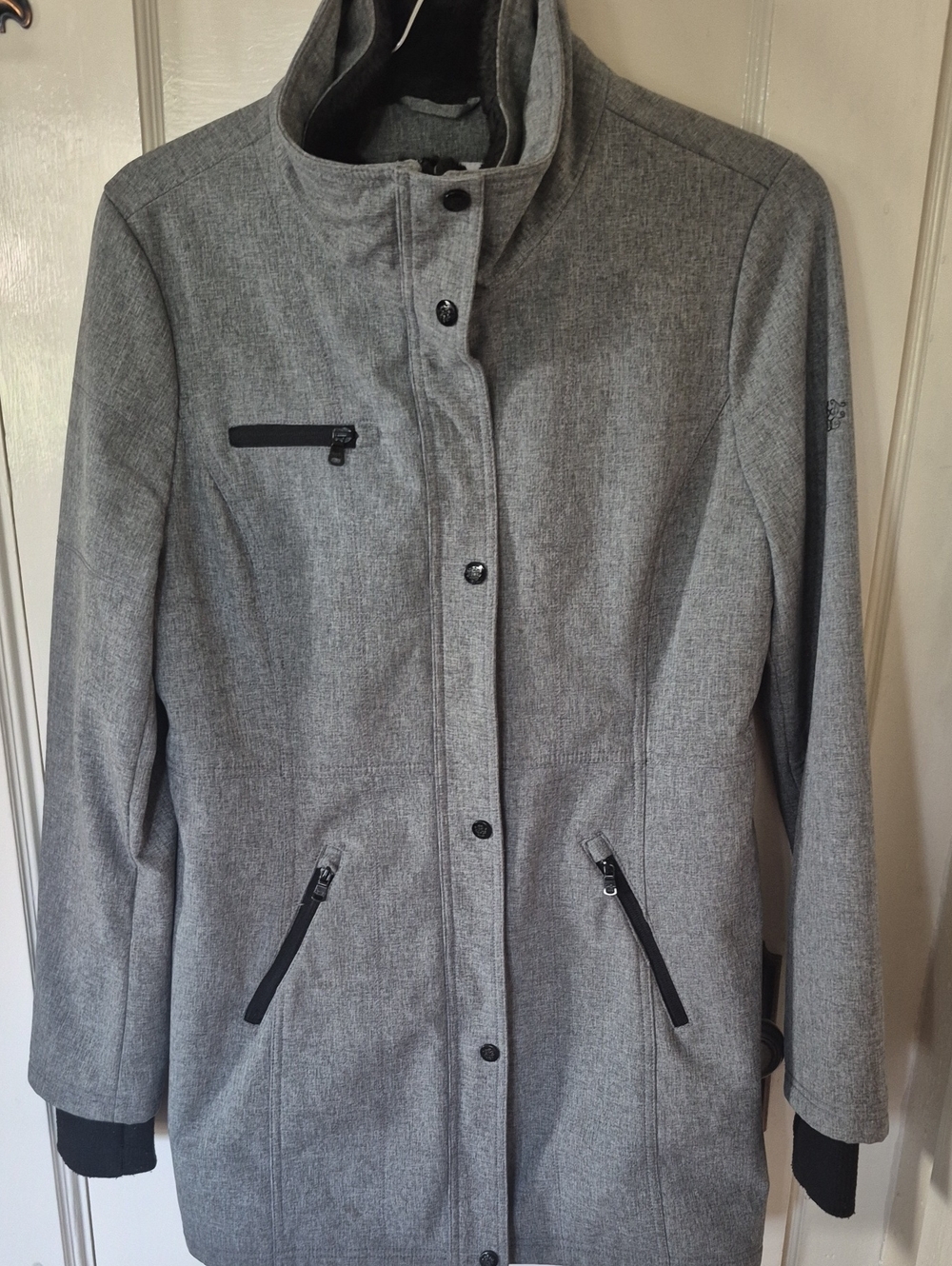 Jessica Simpson Gray Funnel Collar Trench Coat with Zipper Pockets